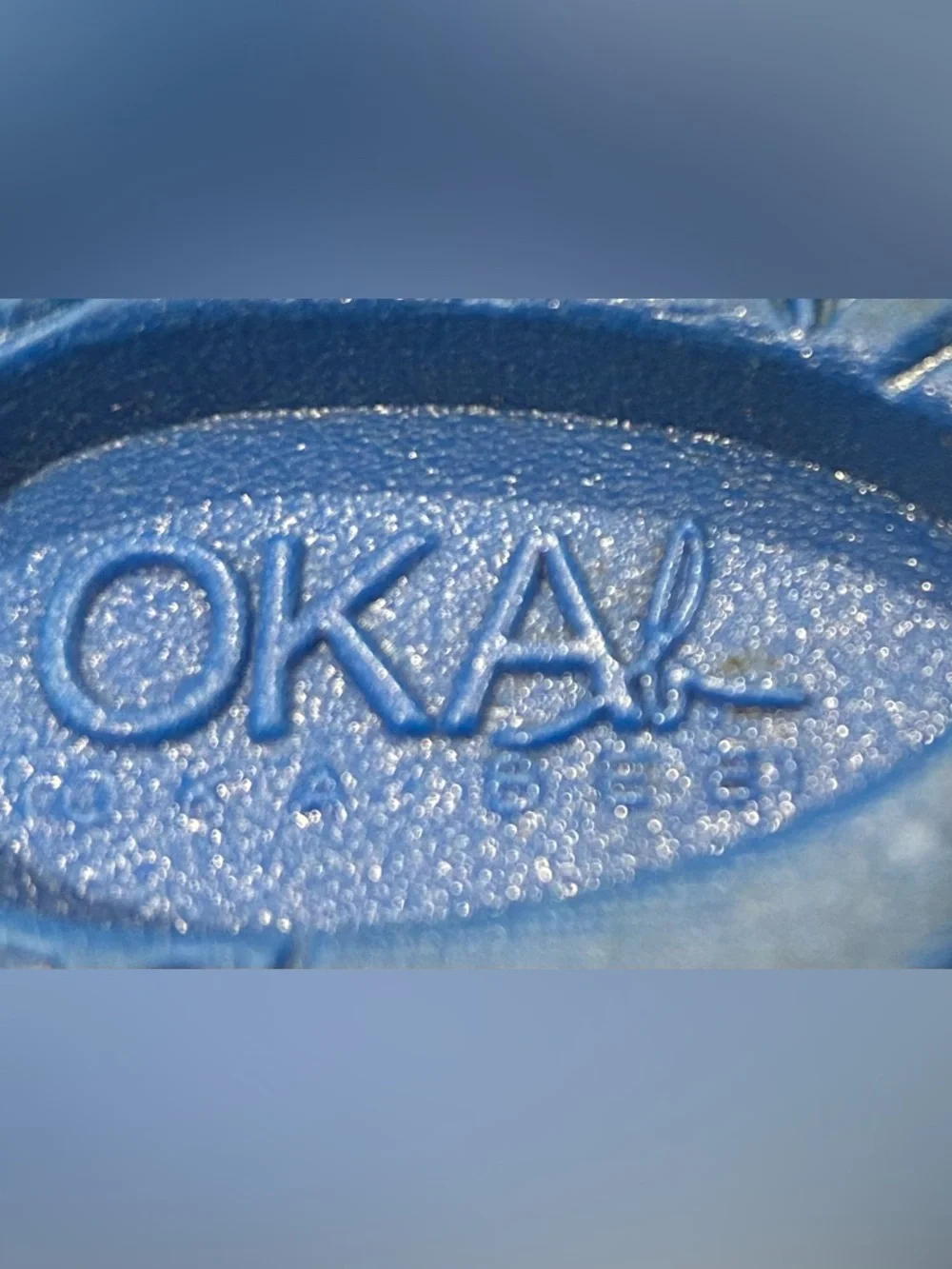 OKA b. Blue with Orange Bow Madison Slide Sandals